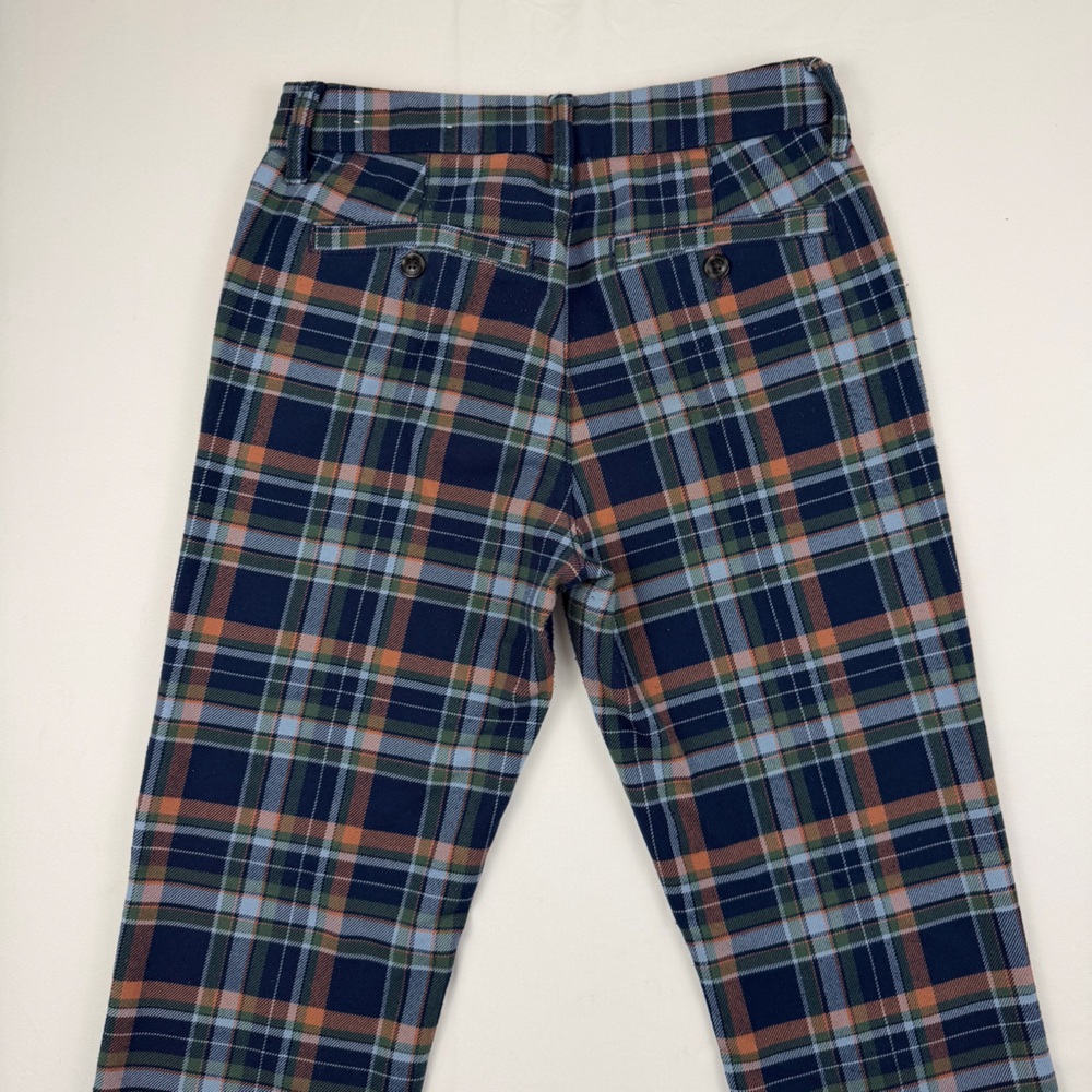 American Eagle Plaid Super Hi-Rise Skinny Trouser Sz 2 Blue Green Orange Stretch - Picture 3 of 15